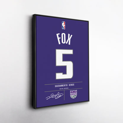 De'Aaron Fox Kings Jersey Canvas Print | Wall Art Decor