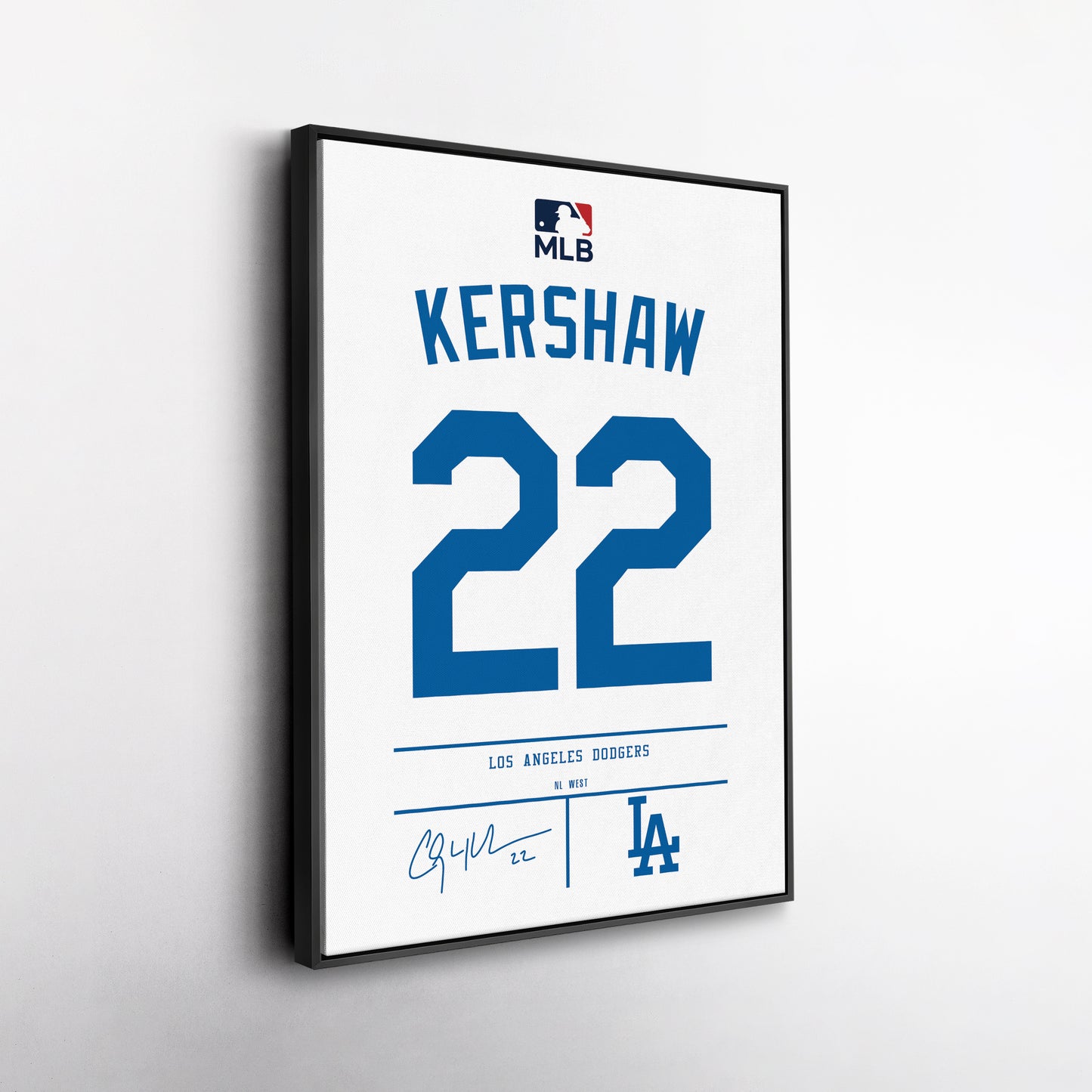 Clayton Kershaw Los Angeles Dodgers Jersey Canvas Wall Art