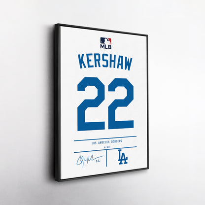 Clayton Kershaw Los Angeles Dodgers Jersey Canvas Wall Art