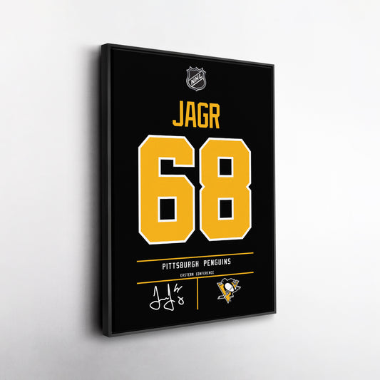 Jaromir Jagr Pittsburgh Penguins Jersey Canvas Wall Art