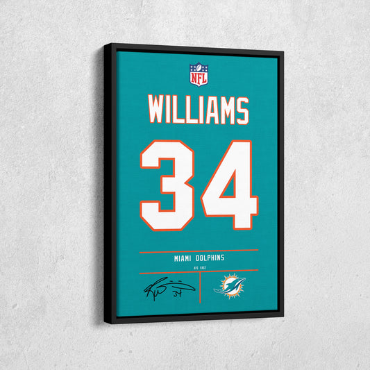 Ricky Williams Dolphins Jersey Canvas Print | Wall Art Decor