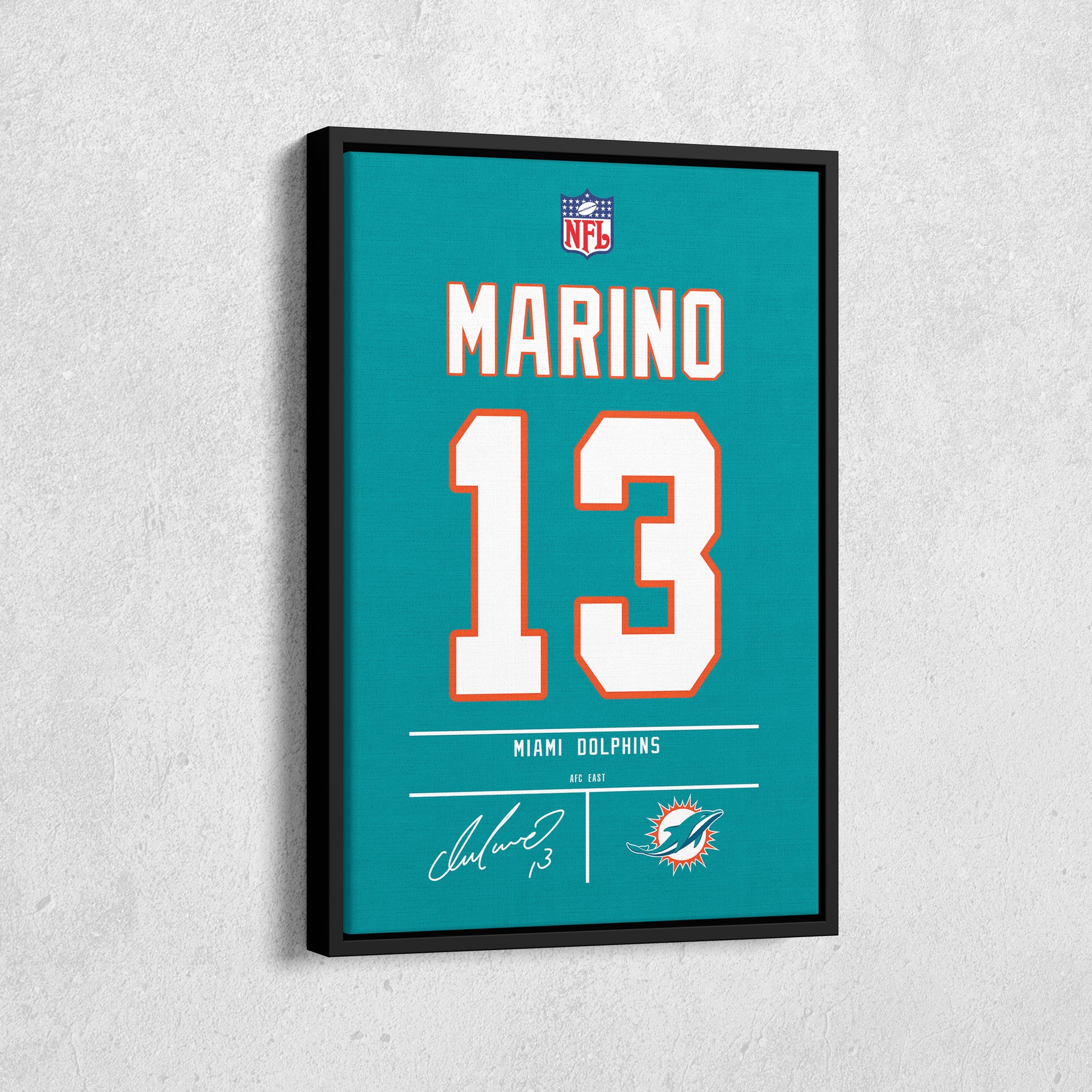 Dan Marino Dolphins Jersey Canvas Print | Wall Art Decor