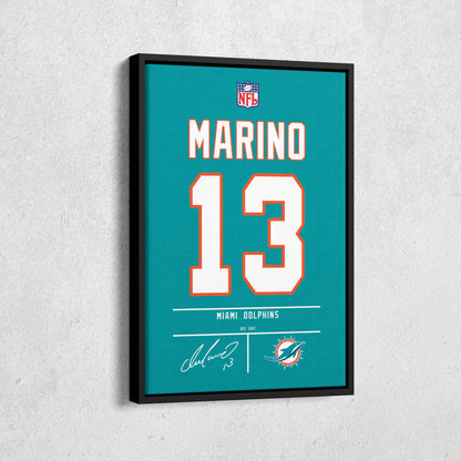 Dan Marino Dolphins Jersey Canvas Print | Wall Art Decor