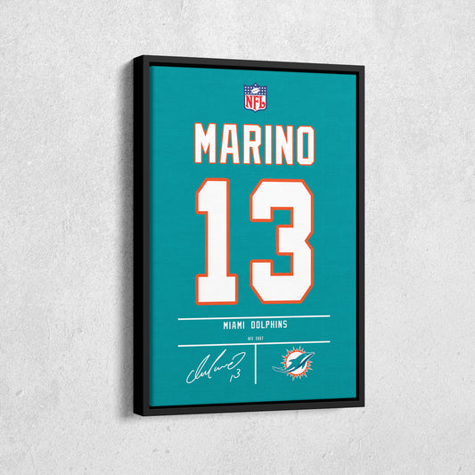 Dan Marino Dolphins Jersey Canvas Print | Wall Art Decor