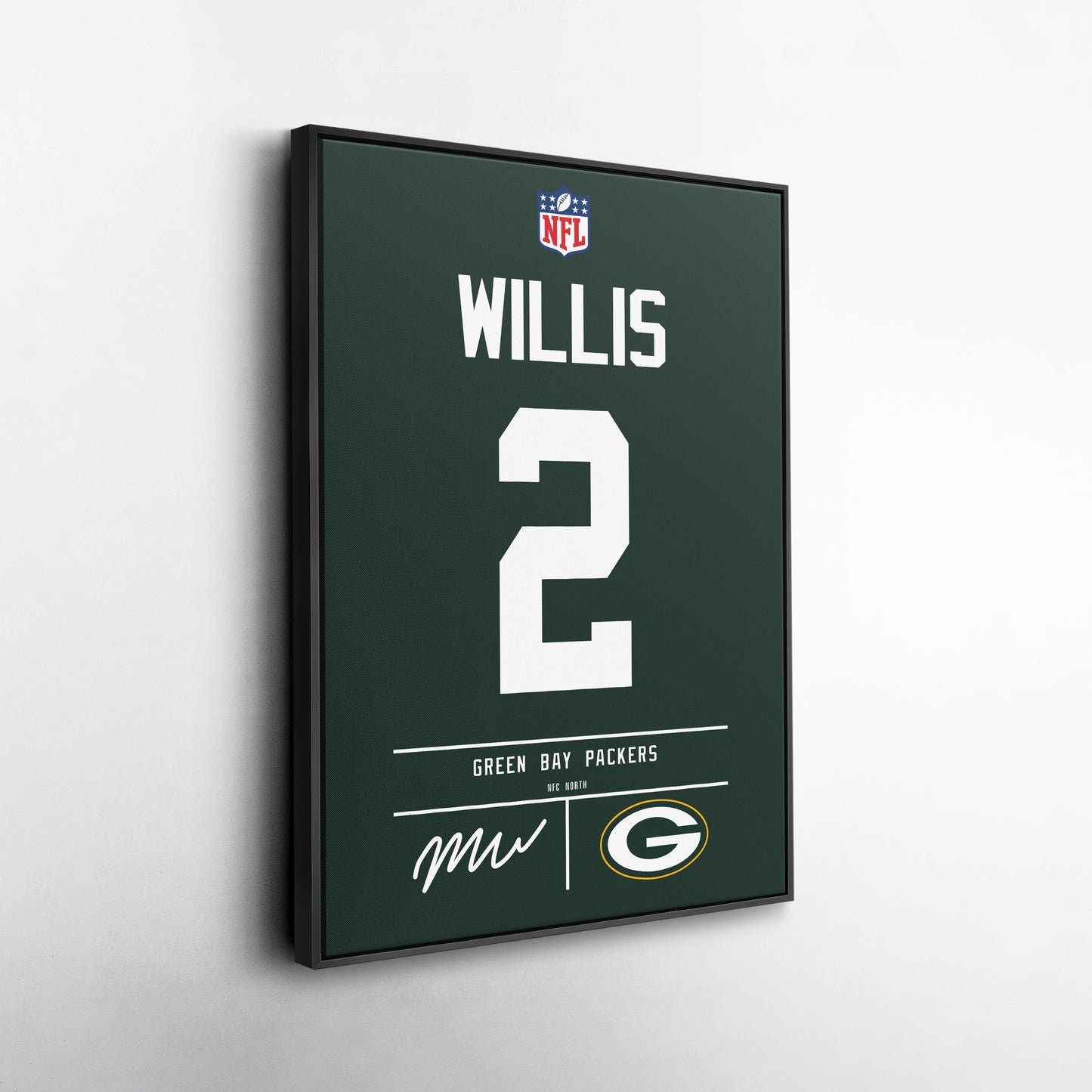 Malik Willis Green Bay Packers Jersey Canvas Wall Art