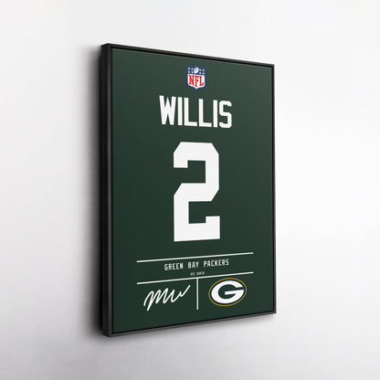 Malik Willis Green Bay Packers Jersey Canvas Wall Art