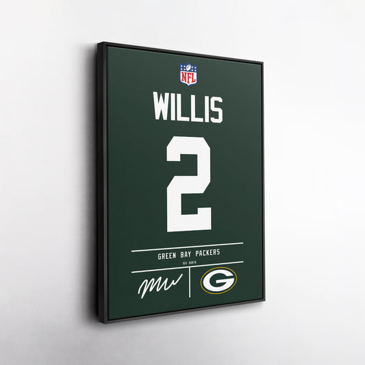 Malik Willis Green Bay Packers Jersey Canvas Wall Art
