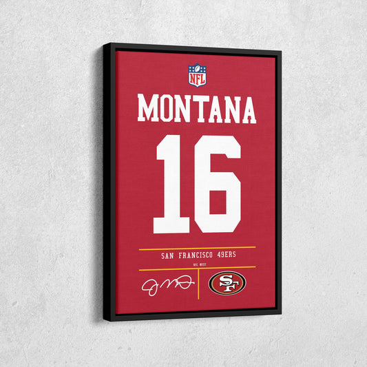 Joe Montana 49ers Jersey Canvas Print | Wall Art Decor