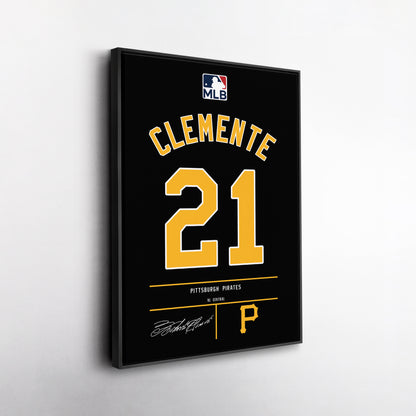 Roberto Clemente Pittsburgh Pirates Black Jersey Canvas Wall Art