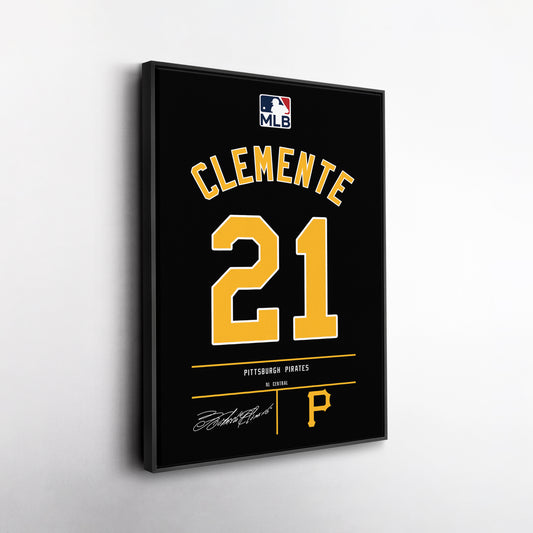 Roberto Clemente Pittsburgh Pirates Black Jersey Canvas Wall Art