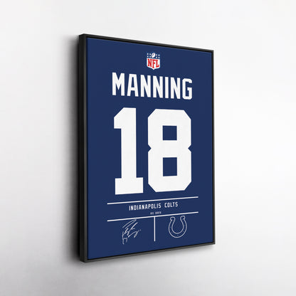 Peyton Manning Colts Jersey Canvas Print | Wall Art Decor