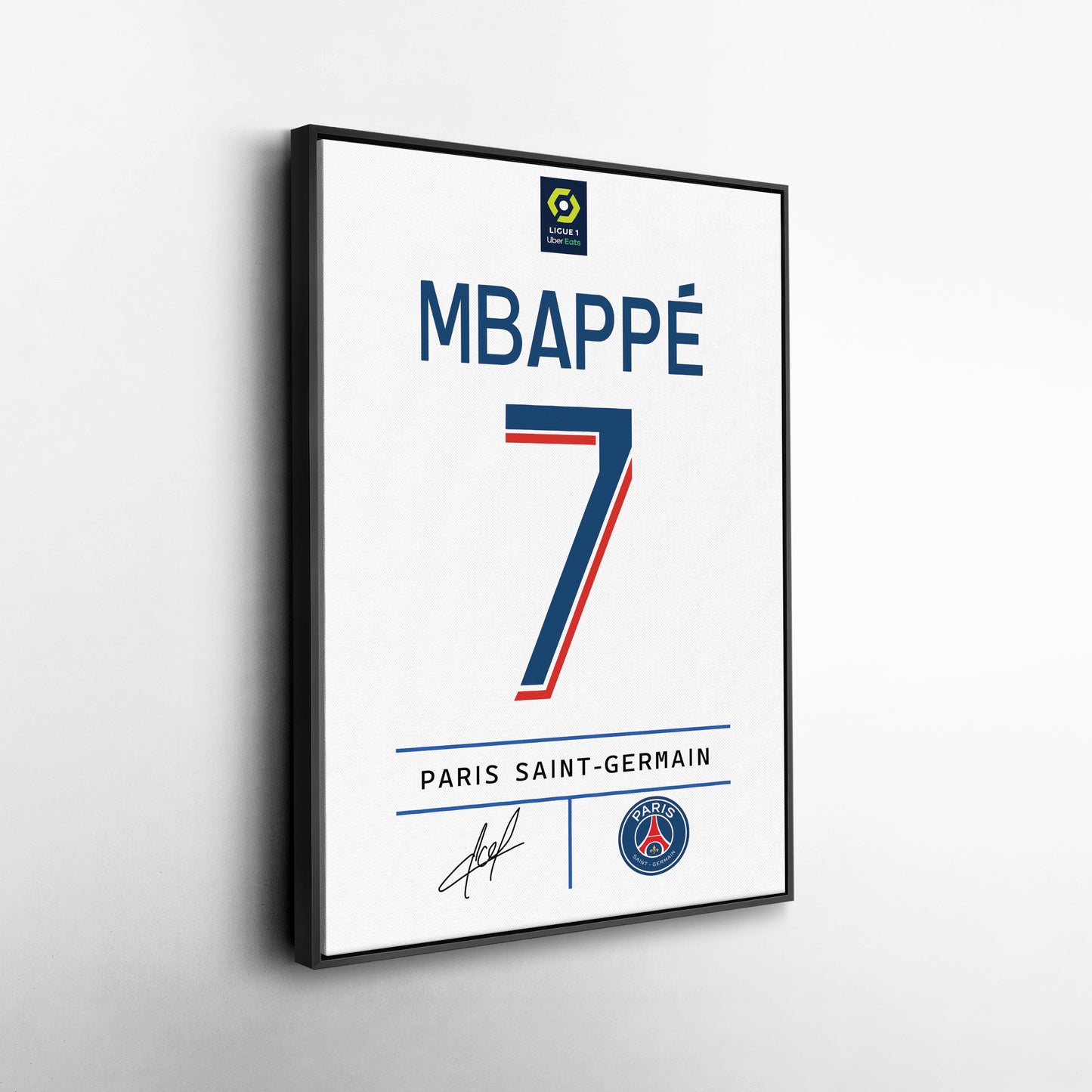 Kylian Mbappé PSG Jersey Canvas Print | Soccer Wall Art Decor