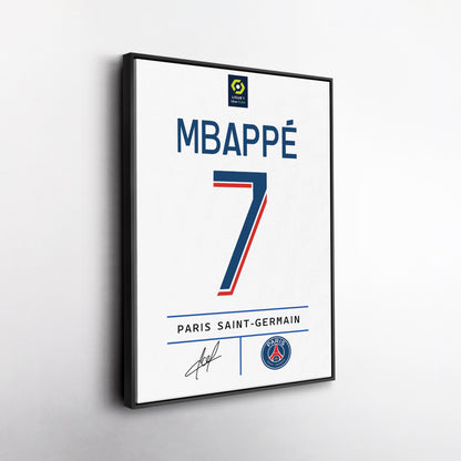 Kylian Mbappé PSG Jersey Canvas Print | Soccer Wall Art Decor