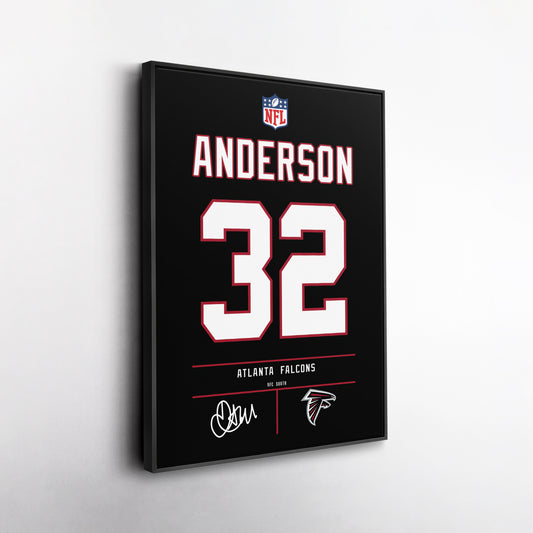 Jamal Anderson Atlanta Falcons Jersey Canvas Wall Art