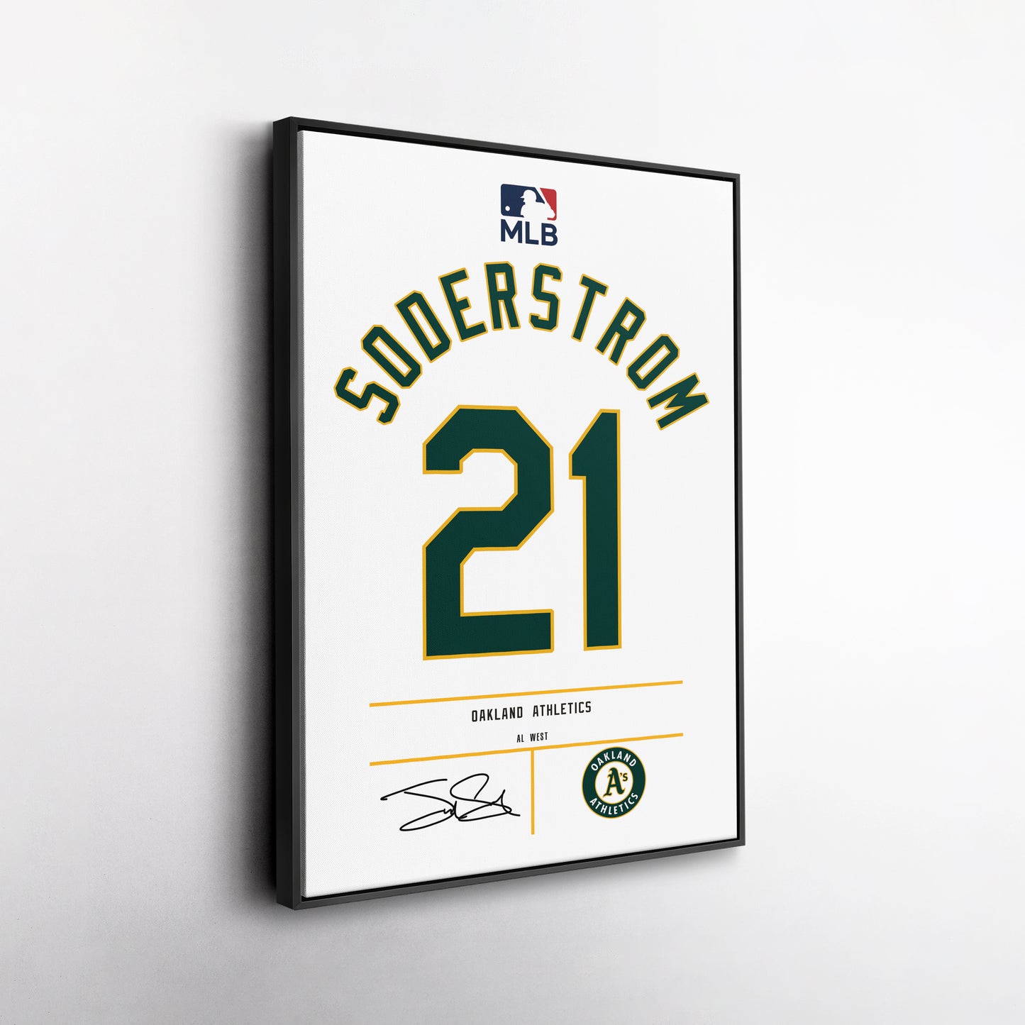Tyler Soderstrom Oakland Athletics Jersey Canvas Wall Art