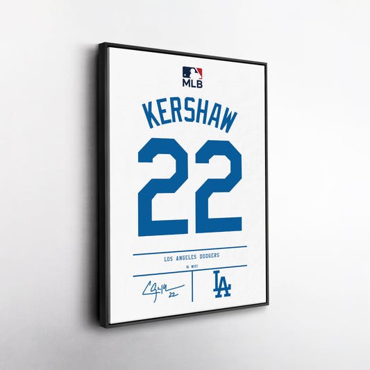 Clayton Kershaw Dodgers Jersey Canvas Print | Wall Art Decor