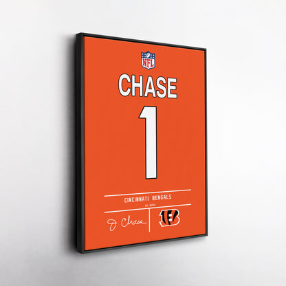 Ja'Marr Chase Bengals Jersey Canvas Print | Wall Art Decor