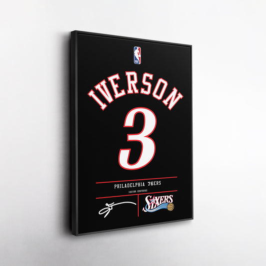 Allen Iverson Philadelphia 76ers black Jersey Canvas Wall Art