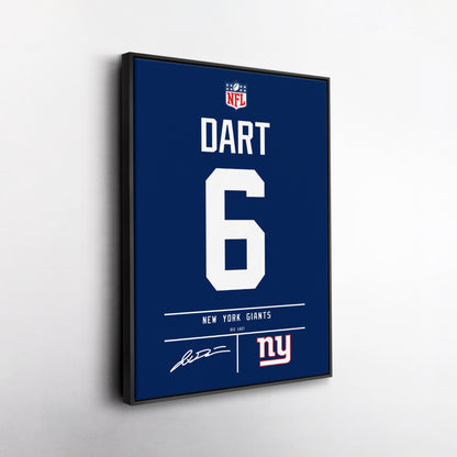 Jaxson Dart New York Giants Jersey Canvas Wall Art