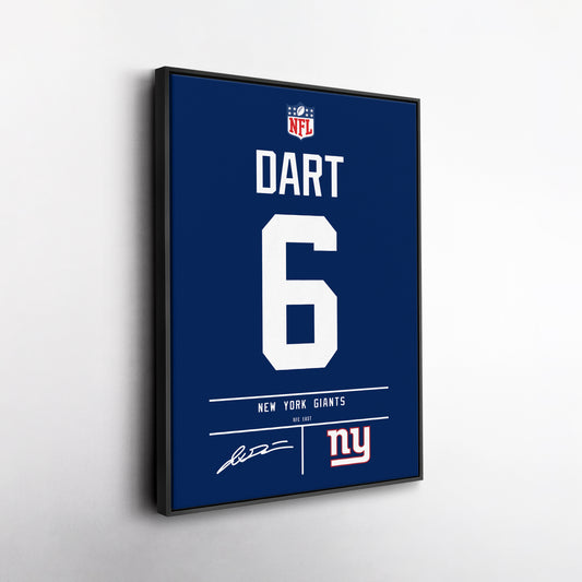 Jaxson Dart New York Giants Jersey Canvas Wall Art