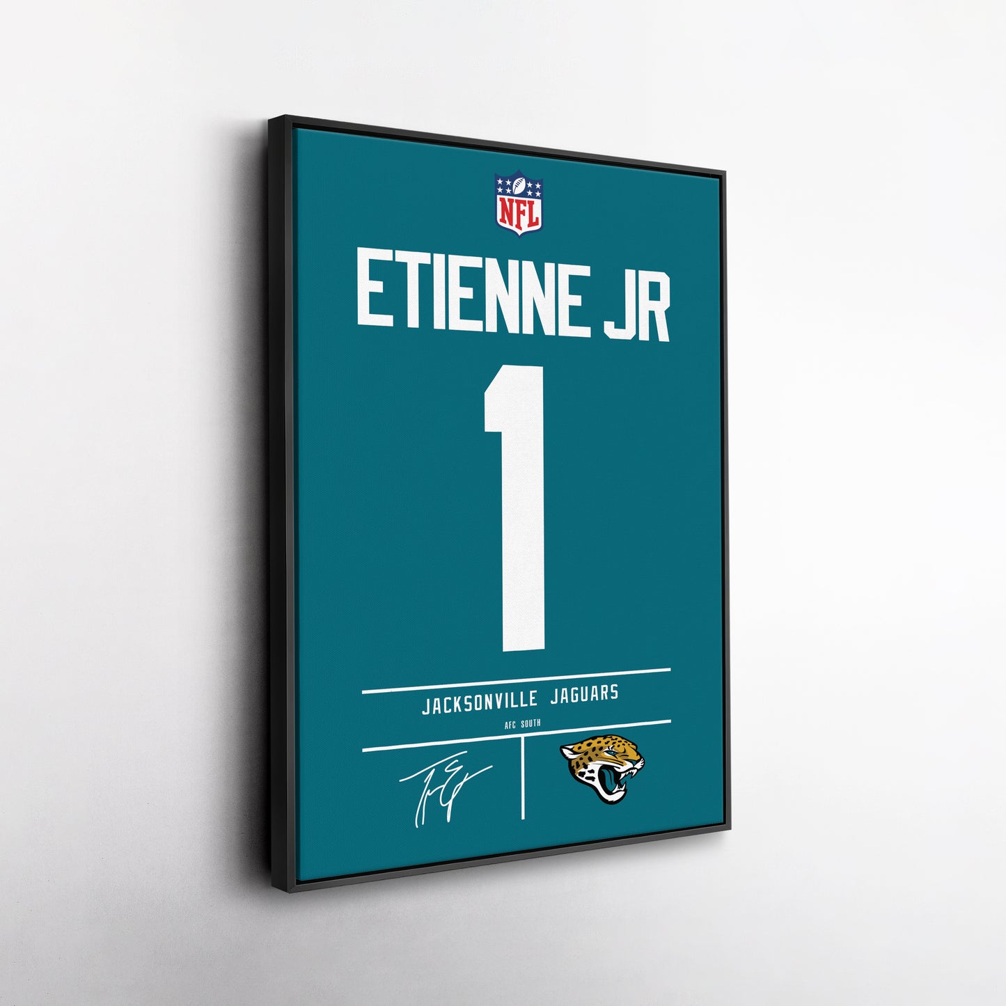 Travis Etienne Jaguars Jersey Canvas Print | Wall Art Decor