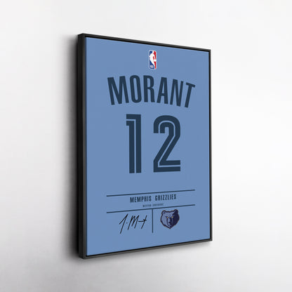 Ja Morant Grizzlies Jersey Canvas Print | Wall Art Decor