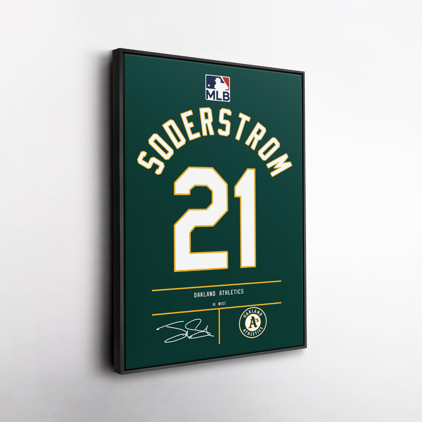 Tyler Soderstrom Oakland Athletics Green Jersey Canvas Wall Art