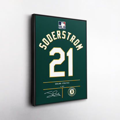 Tyler Soderstrom Oakland Athletics Green Jersey Canvas Wall Art