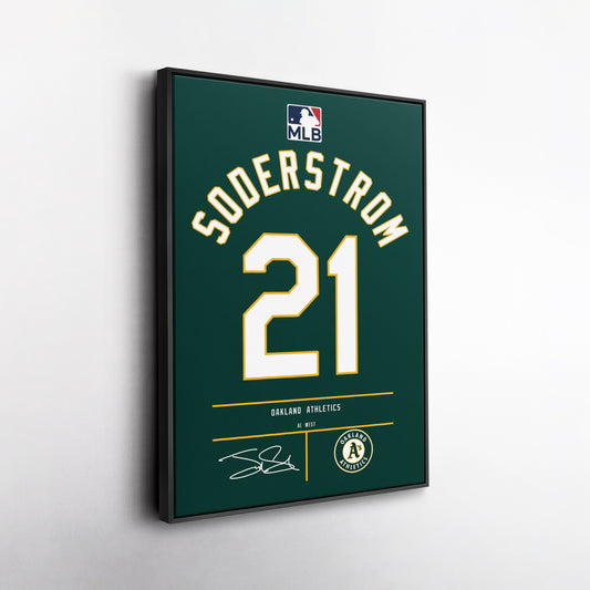 Tyler Soderstrom Oakland Athletics Green Jersey Canvas Wall Art