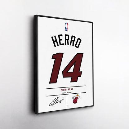 Tyler Herro Miami Heat Jersey Canvas Wall Art