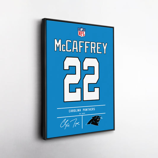 Christian McCaffrey Panthers Jersey Canvas Print | Wall Art Decor