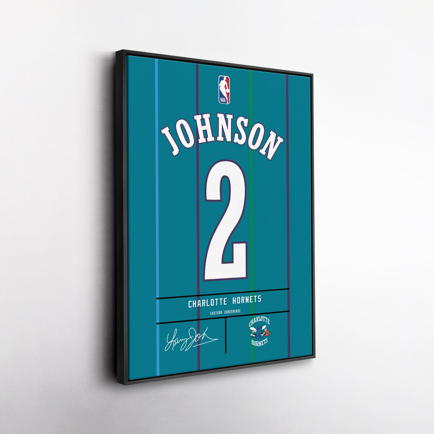 Larry Johnson Charlotte Hornets Jersey Canvas Wall Art
