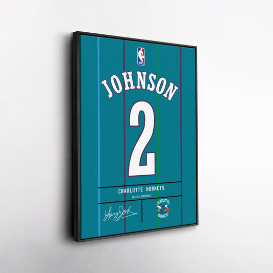Larry Johnson Charlotte Hornets Jersey Canvas Wall Art
