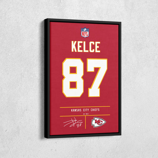 Travis Kelce Chiefs Jersey Canvas Print | Wall Art Decor