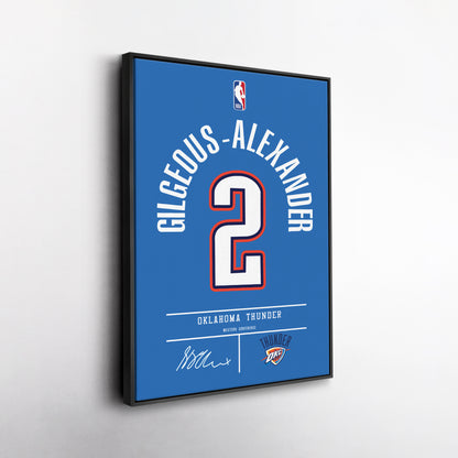 Shai Gilgeous-Alexander Thunder Jersey Canvas Print | Wall Art Decor