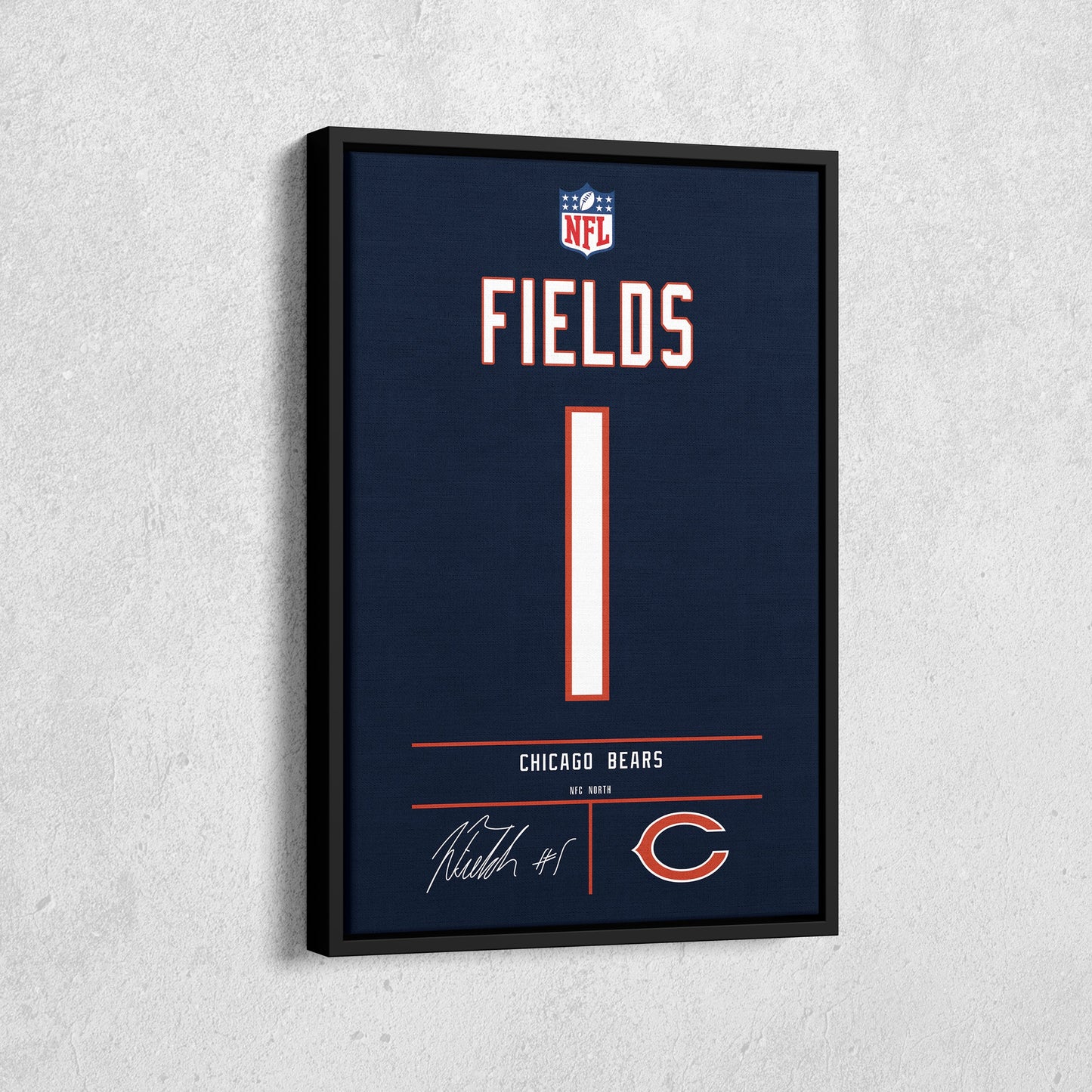 Justin Fields Bears Jersey Canvas Print | Wall Art Decor