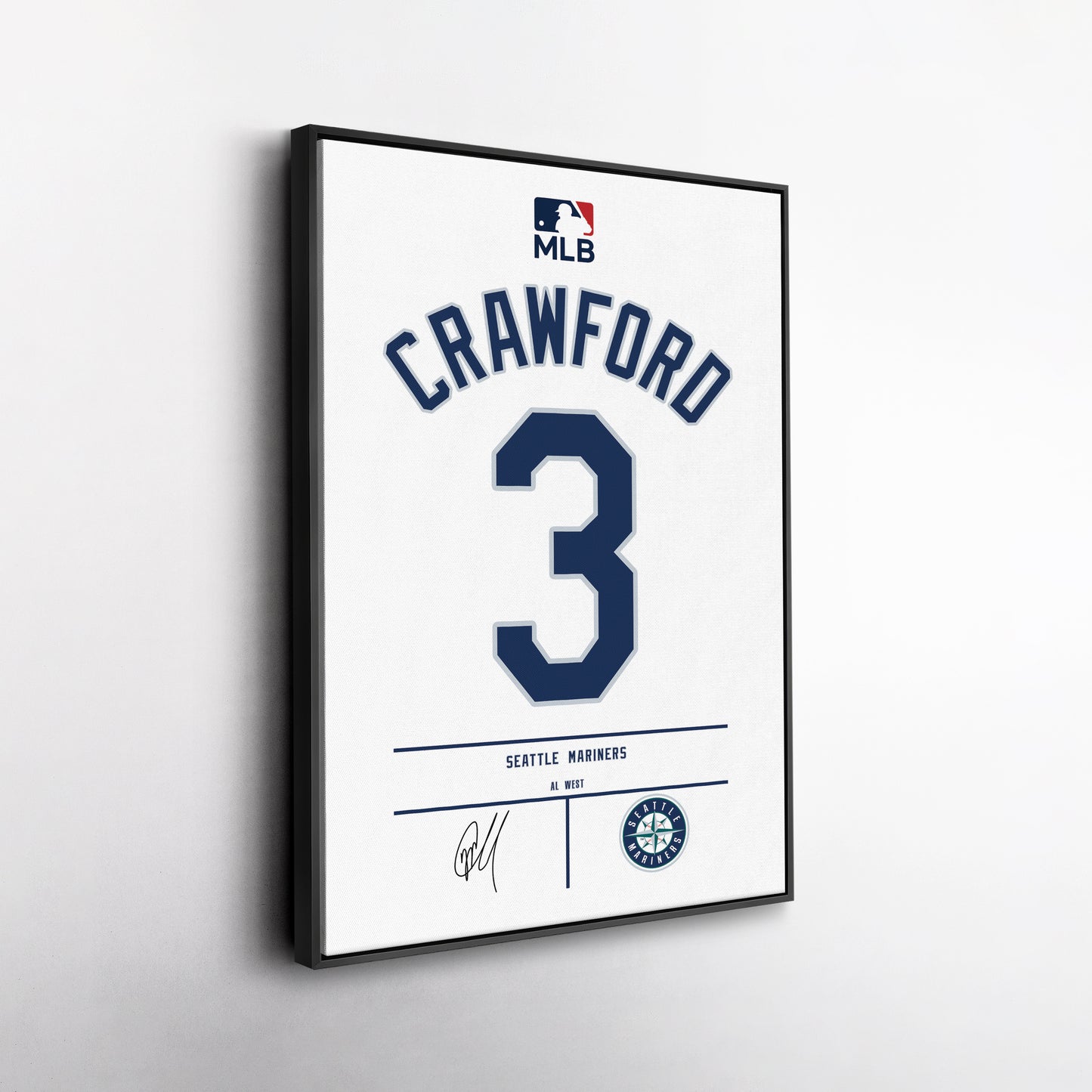 JP Crawford Seattle Mariners Jersey Canvas Wall Art