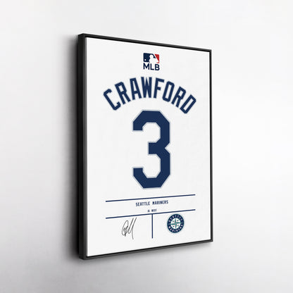 JP Crawford Seattle Mariners Jersey Canvas Wall Art