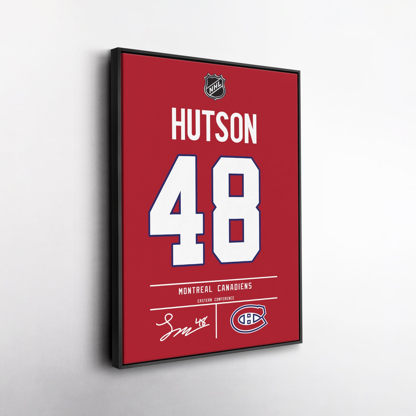 Lane Hutson Montreal Canadiens Jersey Canvas Wall Art