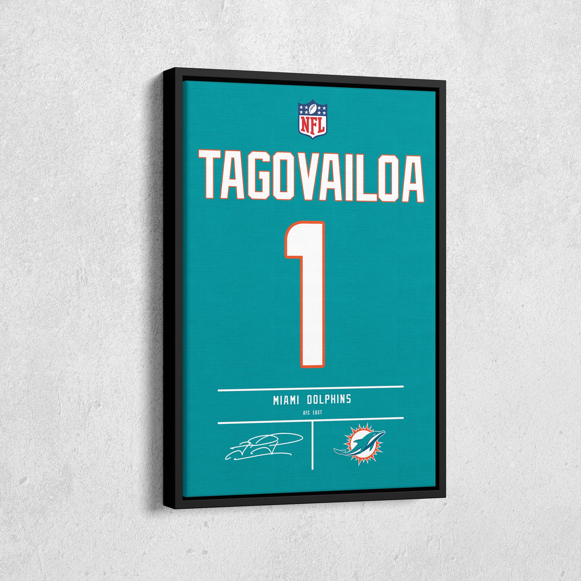 Tua Tagovailoa Dolphins Jersey Canvas Print | Wall Art Decor