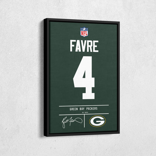 Brett Favre Packers Jersey Canvas Print | Wall Art Decor