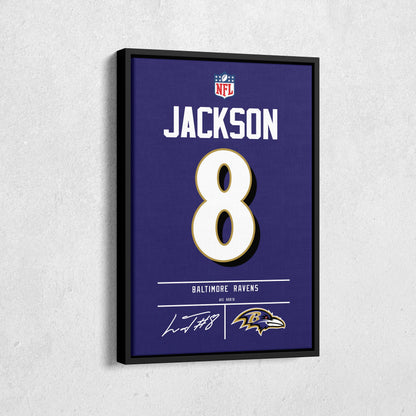 Lamar Jackson Ravens Jersey Canvas Print | Wall Art Decor