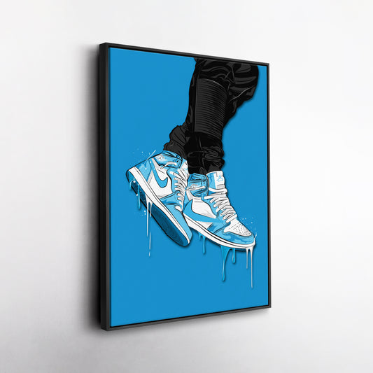 Air Jordan 1 Mid Light Blue Canvas Print | Sneakerhead Wall Art