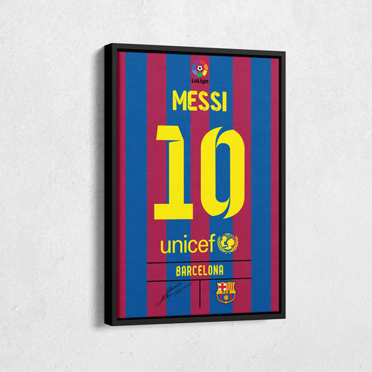 Lionel Messi Barcelona Jersey Canvas Print | Soccer Wall Art Decor