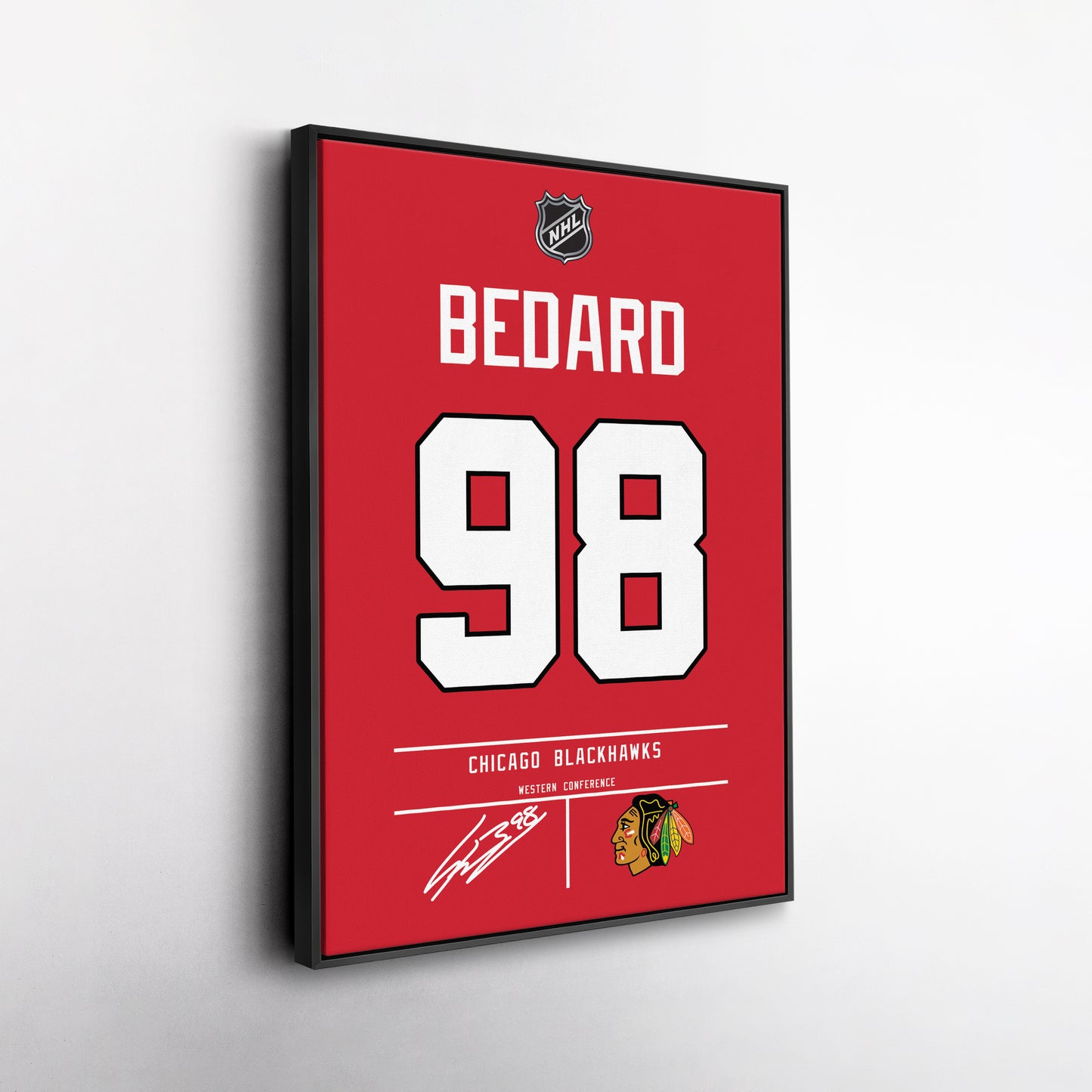 Connor Bedard Blackhawks Jersey Canvas Print | Wall Art Decor