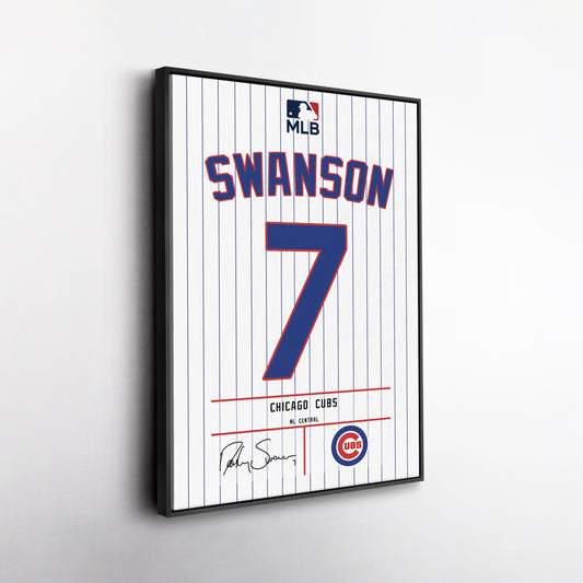 Dansby Swanson Cubs Jersey Canvas Print | Wall Art Decor