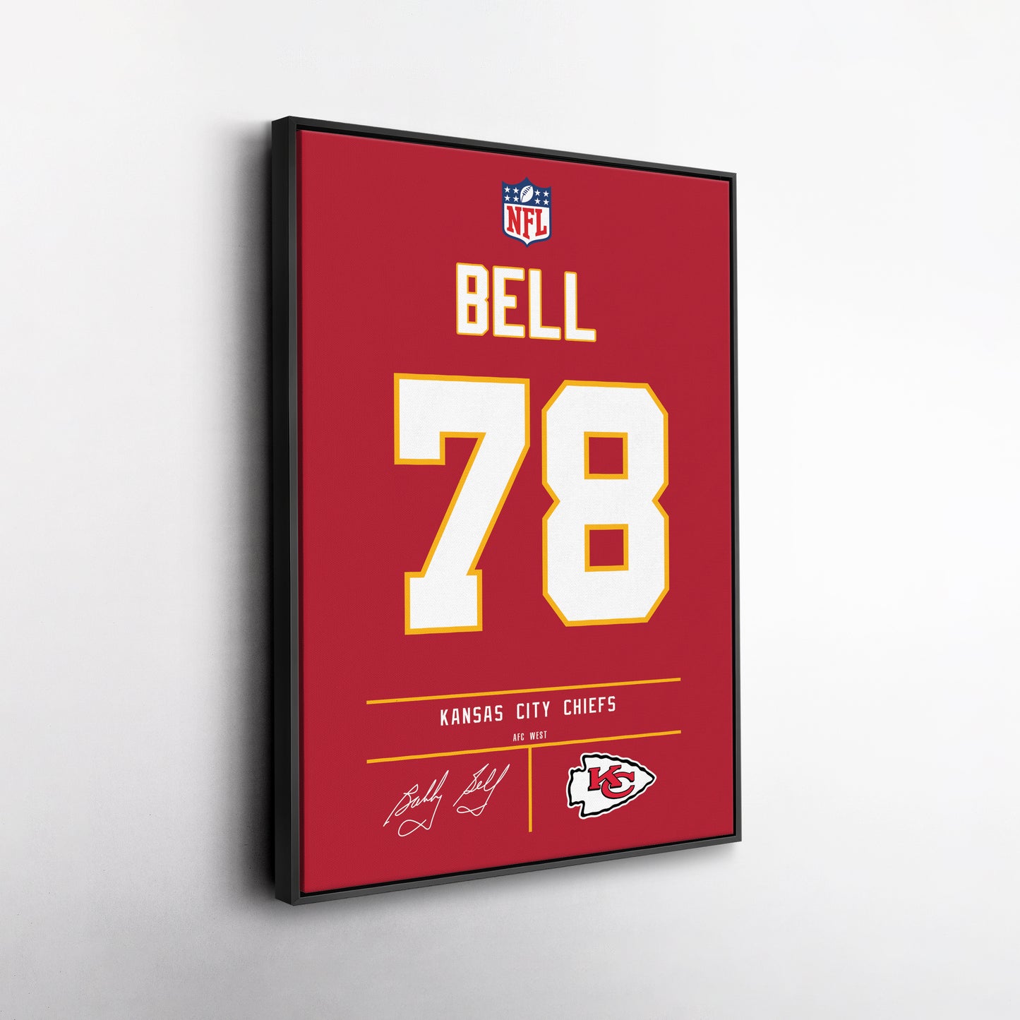 Bobby Bell Kansas City Chiefs Jersey Canvas Wall Art