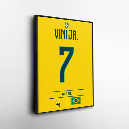 Vinicius Junior Brazil Jersey Canvas Wall Art
