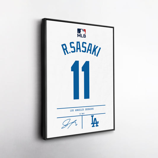Roki Sasaki Dodgers Jersey Canvas Print | Wall Art Decor