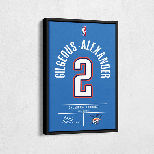 Shai Gilgeous-Alexander Thunder Jersey Canvas Print | Wall Art Decor